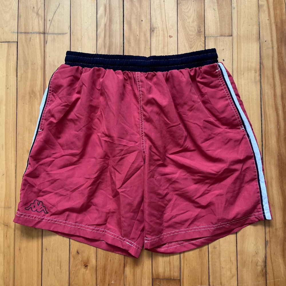 Vintage Kappa Swim Trunks Red Blue White Logo Athletic Gym Size Large
